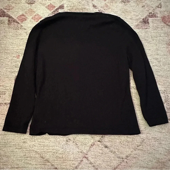 Garnet Hill• Black merino wool crew neck button down sweater size medium - Picture 8 of 10